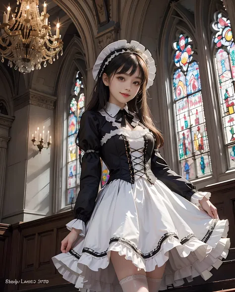 masutepiece、hight resolution、Gothic Lolita costumes、１girl with、9th class、Look at the viewer、smil、Okappa、gothic lorita、The backgr...