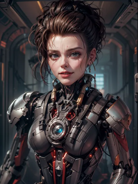 professional portrait of vicious nefarious female cyborgian mad cyborg scientist [Helena Bonham Carter:Lisa Stansfield:0.75], ch...