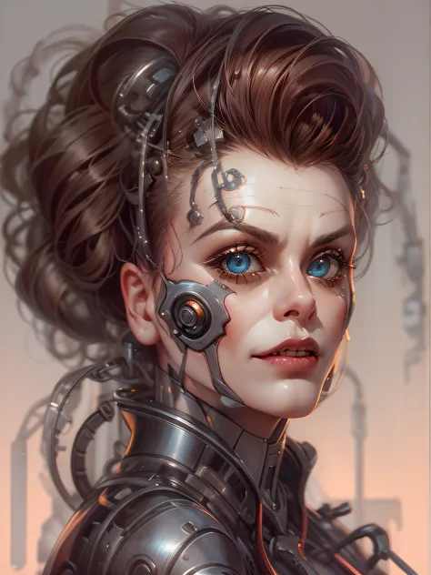 professional portrait of vicious nefarious female cyborgian mad cyborg scientist [Helena Bonham Carter:Lisa Stansfield:0.75], ch...