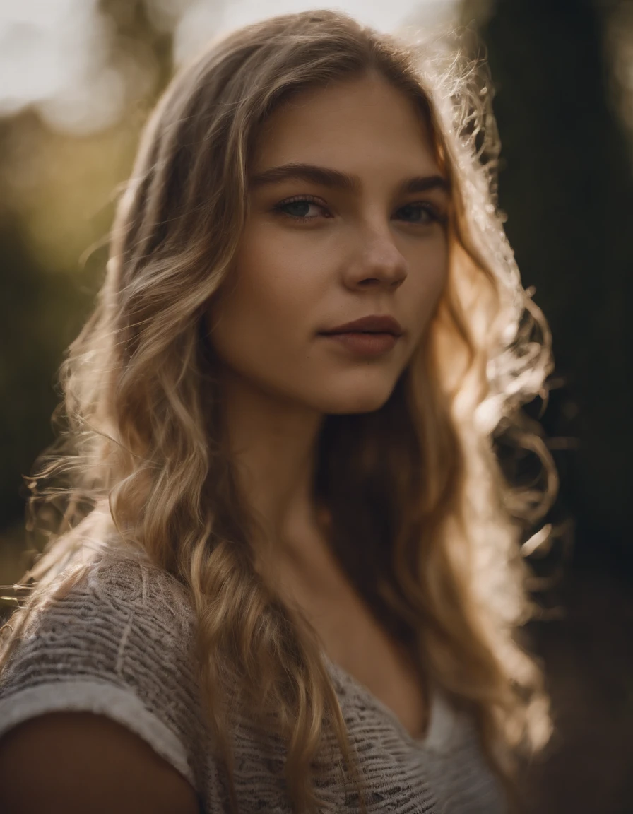 A woman with long blonde hair and a white shirt - SeaArt AI