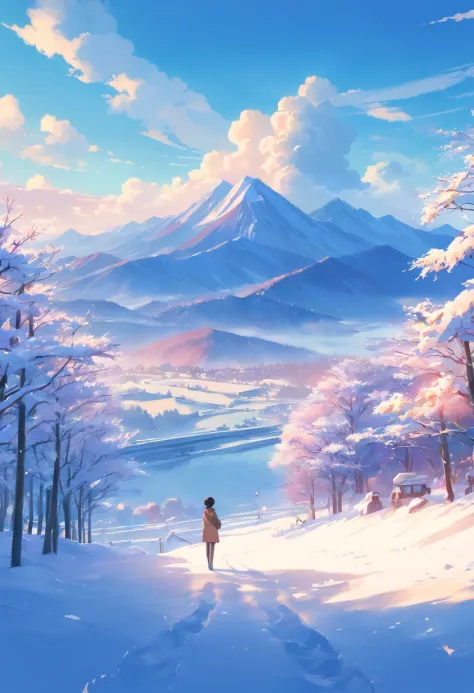 (((masterpiece))),best quality, snow mountain, scenery, sky, outdoors,
