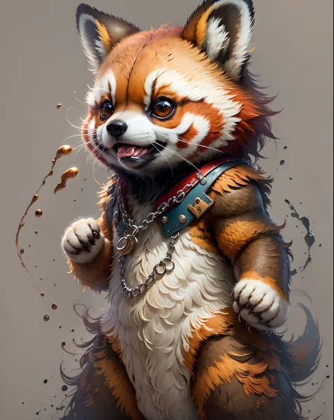 "Create an artwork of a red panda with the following characteristics: minimal lines to highlight key features, large and glossy eyes that are emotionally expressive, white eyes where pupil placement showcases emotion, varied body types while maintaining a ...