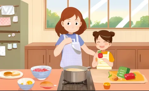 A kitchen scene where Mom is baking bread contains aluminum foil