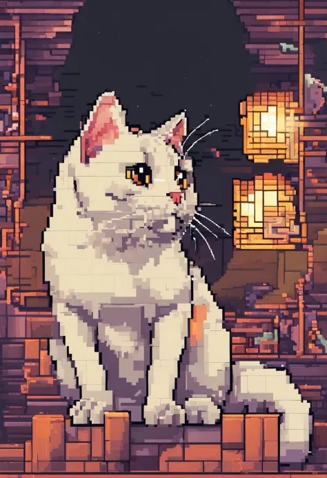 Pixel Art Cat. Cats. 3D pixel art 4K wallpaper. Incredible pixel art details. Pixel art. steam wave. Detailed Unreal Engine pixel art