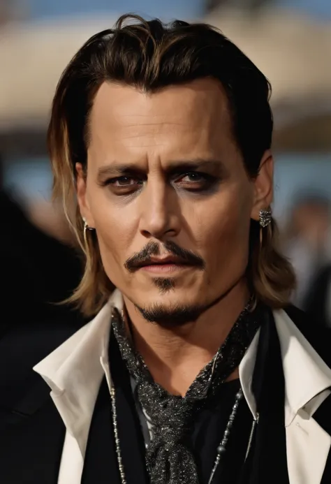 Johnny Depp, blonde hair, mole under eye, annoyed, close-up, UHD, best quality, high details, high quality