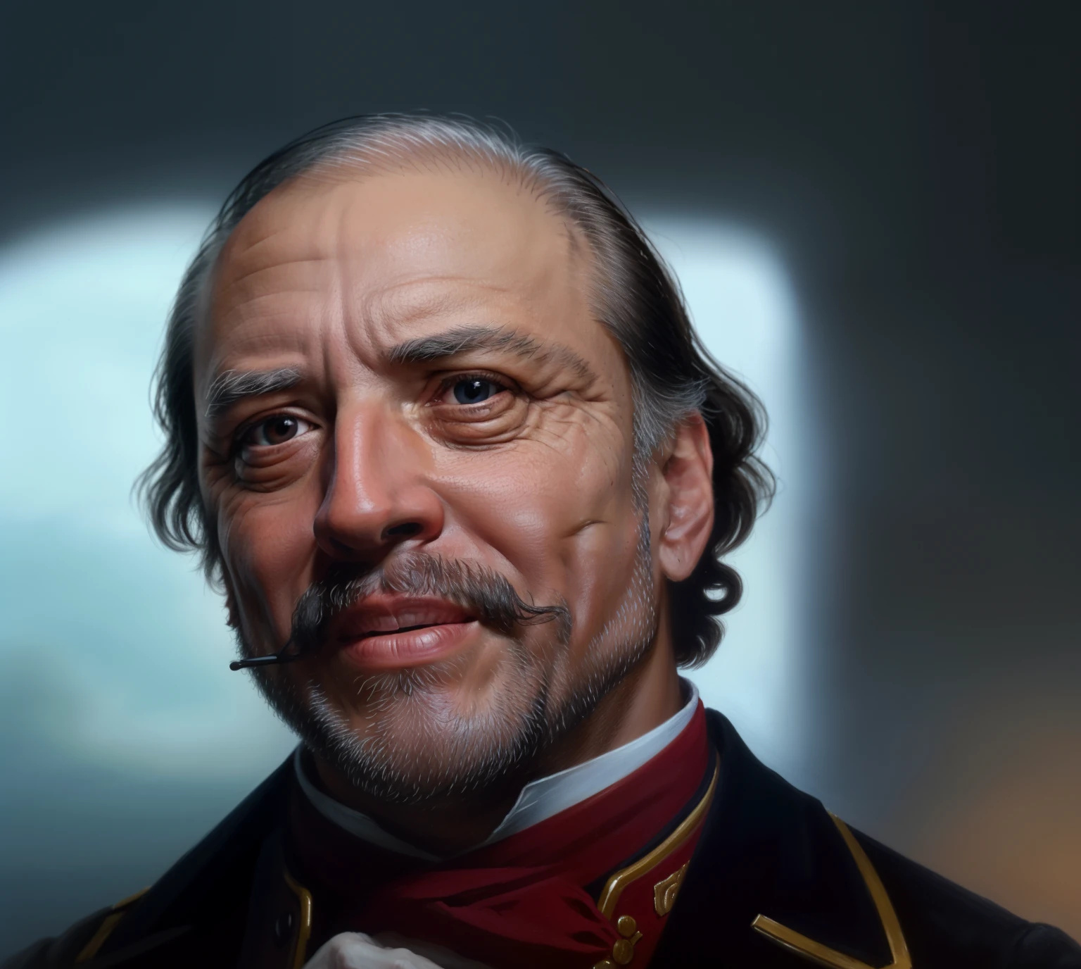 um close up de um homem com bigode e terno, Raden Saleh, kramskoy 4 mil, inspirado em Agustín Fernández, um retrato do personagem, Luís Ricardo Falero, inspirado em Henri Bellechose, inspirado em Mikhail Yuryevich Lermontov, inspirado em Józef Szermentowski