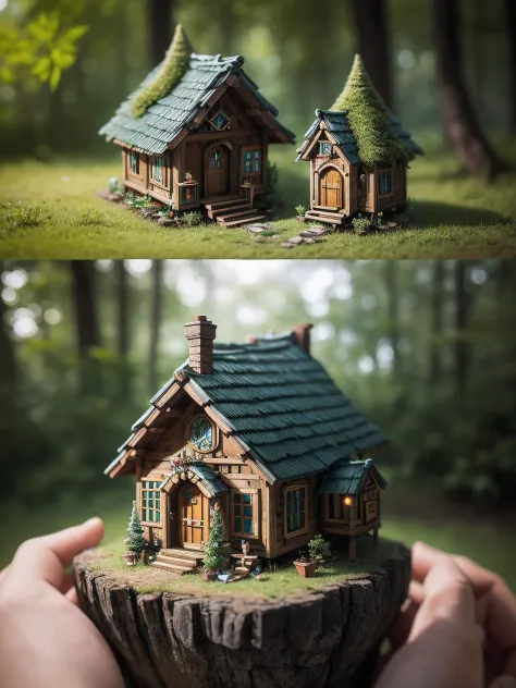 Isometric Complete tiny world with all kinds of adorable colourful tiny hairy fantasy forest houses, Miki Asai Macro photography, close-up, hyper detailed, trending on artstation, sharp focus, studio photo, intricate details, highly detailed, by greg rutko...
