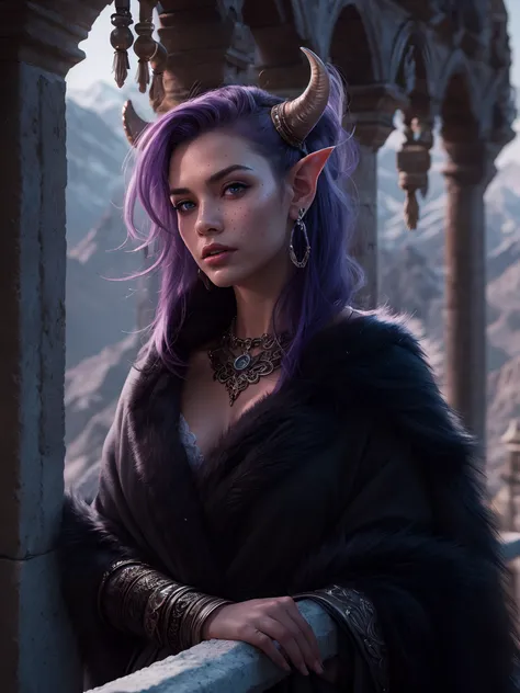 purple tiefling female - SeaArt Al - Free Al Art Generator