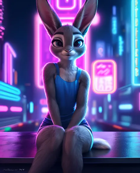 anthro, judy, solo, female, adult,  (Detailed face), (solo:1.1), ((anthro, humanoid)), [(thin:1.1) : small petite : (Judy rabbit...