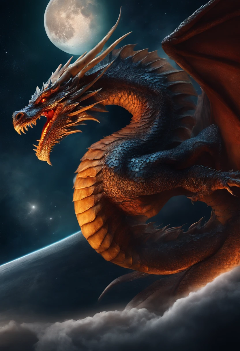 A dragon with a full moon in the background - SeaArt AI