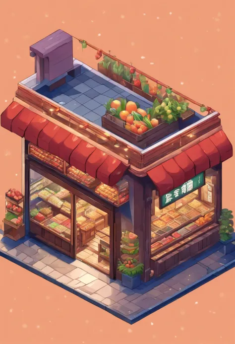 a small japanese fruit shop, cell-shading