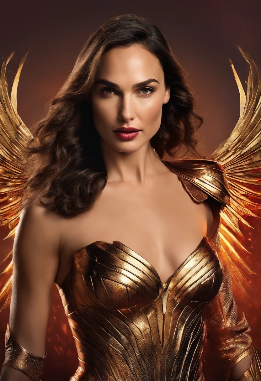 Wonder wonder woman in gold costume with wings - SeaArt AI