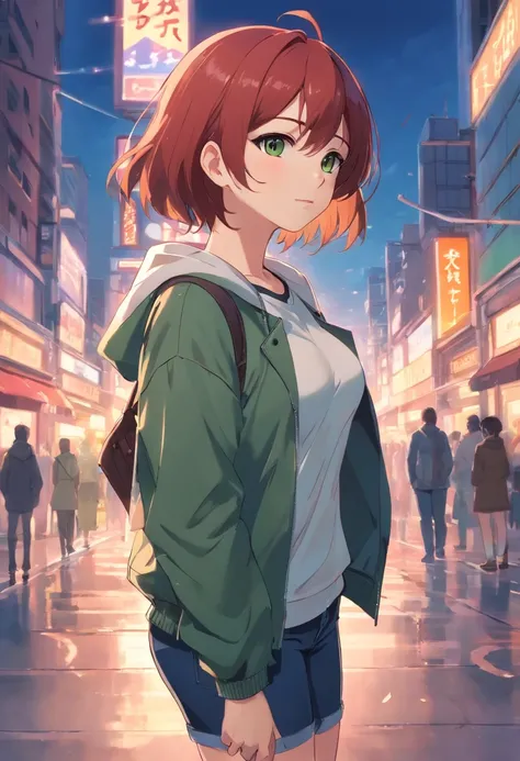 A woman with short, red hair a - SeaArt AI