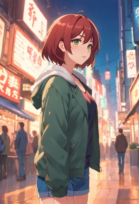 A woman with short, red hair a - SeaArt AI
