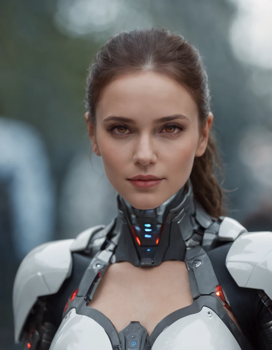 A close up of a woman in a futuristic suit with a camera - SeaArt AI