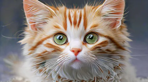 superadorable, supercute, adorable, cute, fluffy, fluffy, cuddly, itty bitty kitty by artist "Thomas Kinkade", by artist "Hayao ...