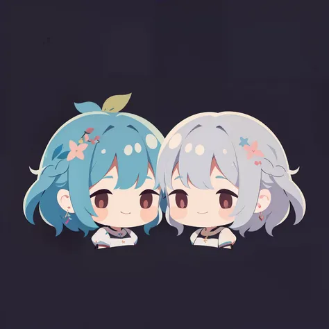 Anime wallpapers of two cute anime characters with blue hair - SeaArt AI