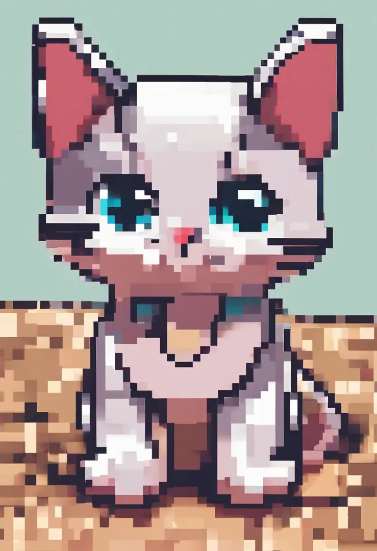 Cute kitten in pixel art,Kittens,Frolicking kitten,3D pixel art 4K wallpaper. Incredible pixel art details. Pixel art. steam wave. Detailed Unreal Engine pixel art