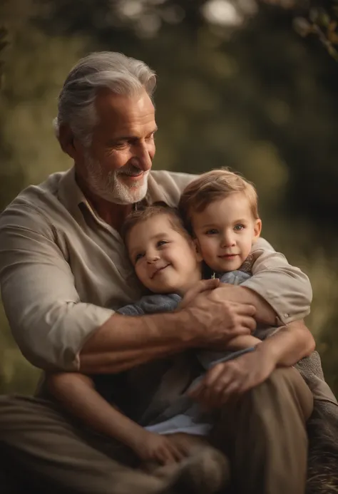 Portrait of a father: loving eyes, kind smile, wise and gentle face ...