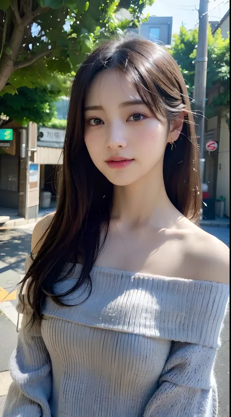 (off-the-shoulder top:1.3)、top-quality、top-quality、realisitic、Unity、8k wallpaper、Official art、Highly detailed CG Unity 8k wallpaper、ultra-detailliert、hight resolution、Physically-based rendering、ultra-detailliert,magnifica, finely detail,1girl in、(Medium Ha...