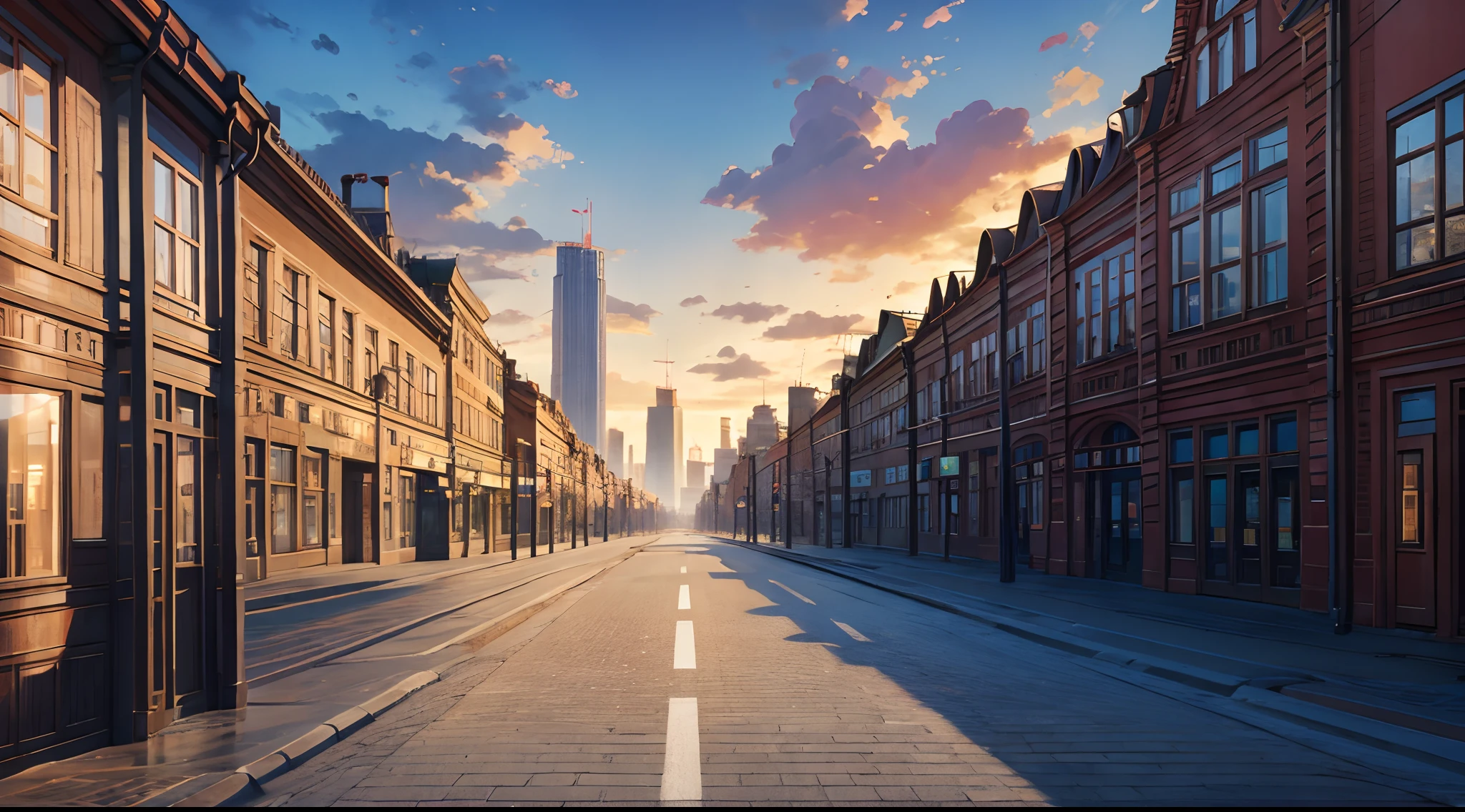 Moscow street, Moscow city center 2023, masterpiece, anime background, Moscow city drawn in anime style, line art masterpiece, Pokrovka street, Ostozhenka street,