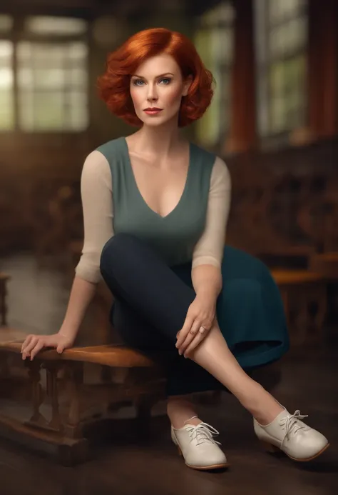 christina hendricks on her back in missionary with her feet up - SeaArt Al  - Gerador gratuito de arte Al