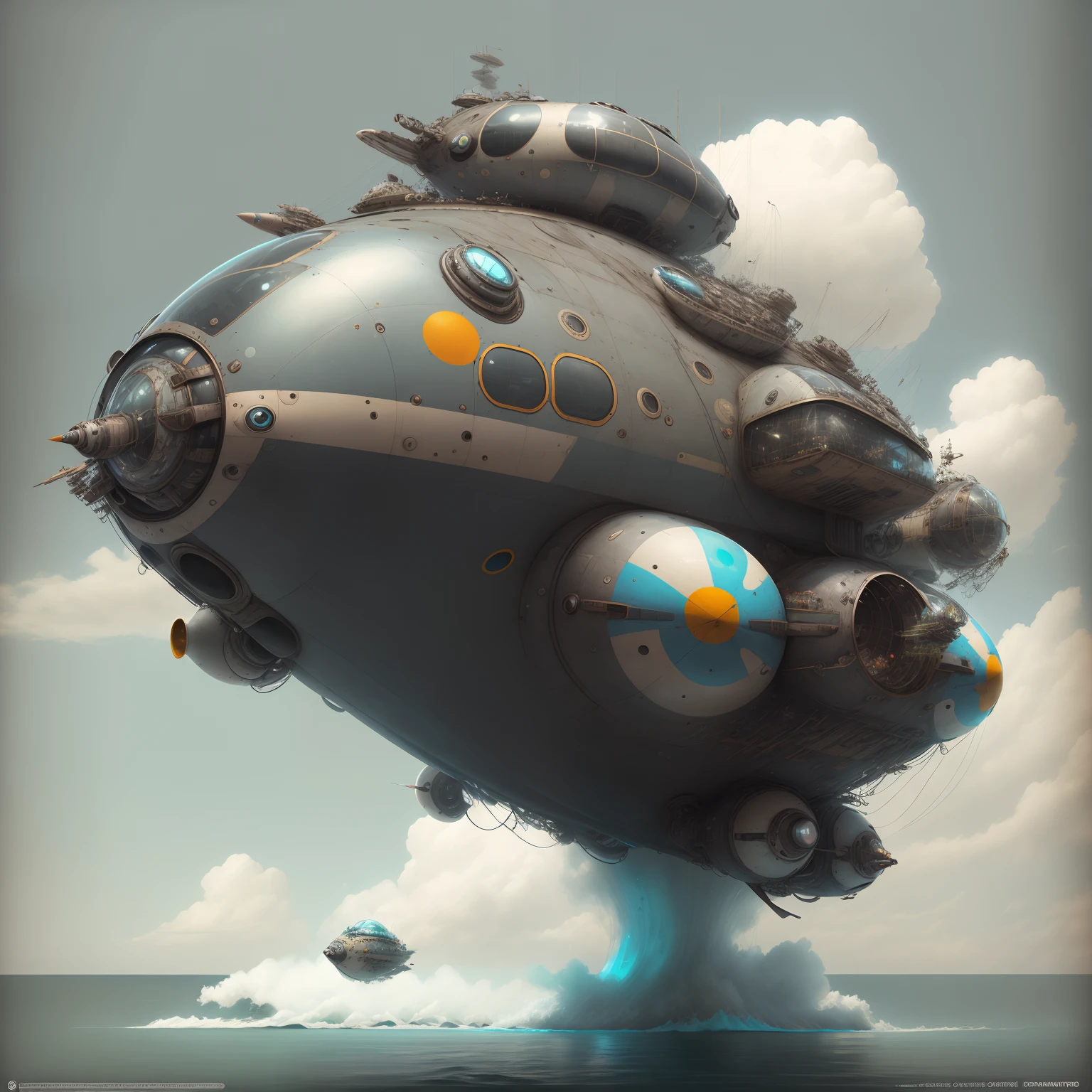 arte conceitual kCuteT4nk hovercraft atompunk furtivo
