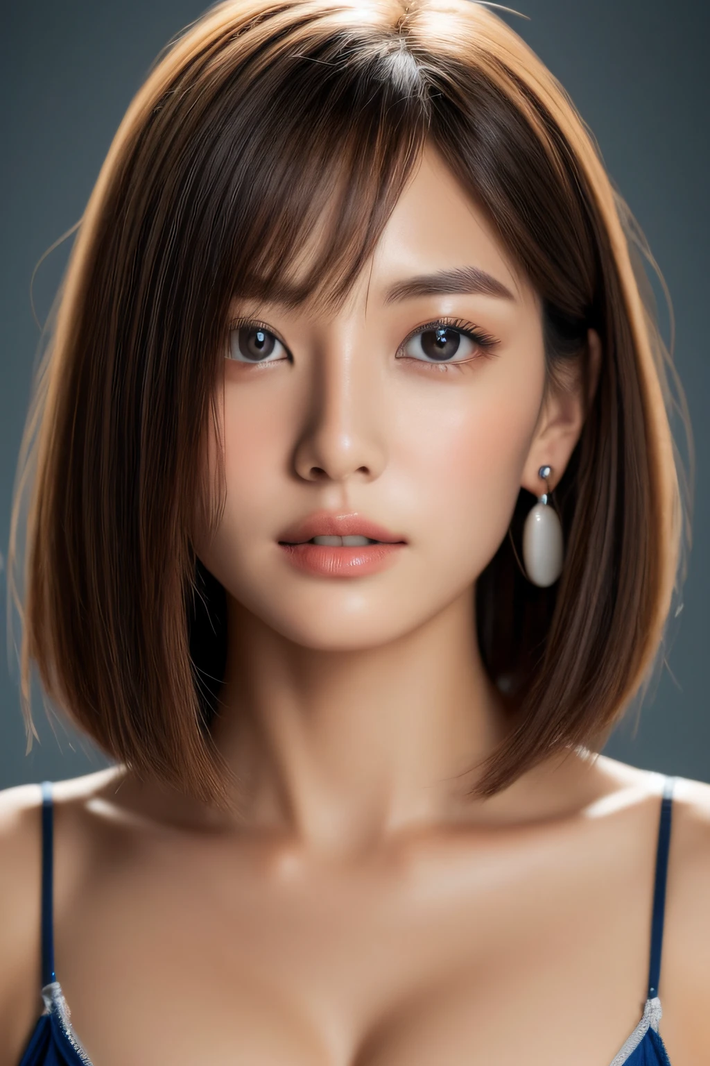 1womanl、Approximately 40 years old、Eye for extreme detail、Puffy eyes、big eye、Eyes in good shape。Brown-eyed、Brunette Bob Cut Shorthair、Detailed lips、(Very small micro bikini in thin fabric)、(Colossal tits:1.4)、Glamorous body、Natural makeup、Super Detail Face、Hair in super detail、Super detail body、Cowboy Shot、(Photography Lighting:1.3)、Japanese, earrings, Mole, (Sweat), Best Quality, masutepiece, ultra-detailliert, 超A high resolution, Realistic, top-quality、8K、32K、​masterpiece、(Raw photography)、(realisitic)、(Photorealsitic:1.2)、ultra-detailliert、extremely beautiful face and eyes、attractive bodies、Sexy body、Models with attractive bodies、Perfect female body、Sexy hot body、Sexy Woman、Beautiful fece、hard