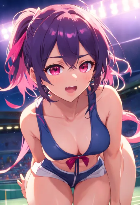 Sex addiction、(NSFW:1.4)、 small tit、17 age、cum shots,Smiling anime girl, Pink hair, hair messy, Red Eyes, Cute face, Appearance of girlfriend, White top, Black short skirt, Sensual pose bare shoulders,Omorashi、mad face、Train、Put inside、covered in cum、chain...