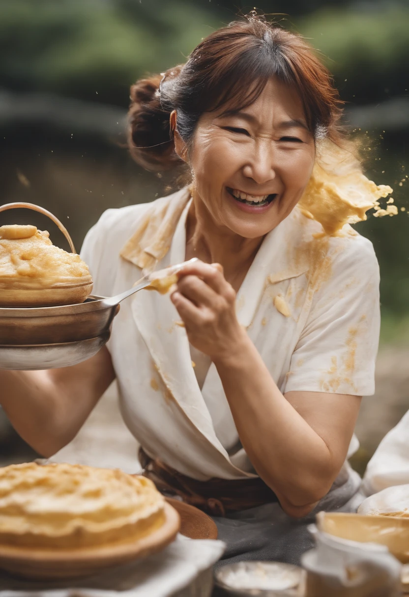 There is a woman that is eating some food on a plate - SeaArt AI