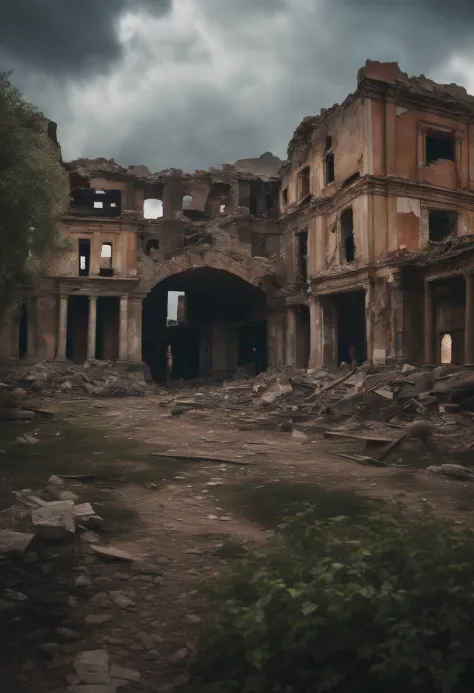 8k, best quality, (photorealistic:1.4), raw photo,war, destroyed building's,