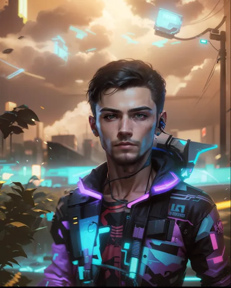 cyberpunk handsome boy, realistic face, 8k, ultra realistic