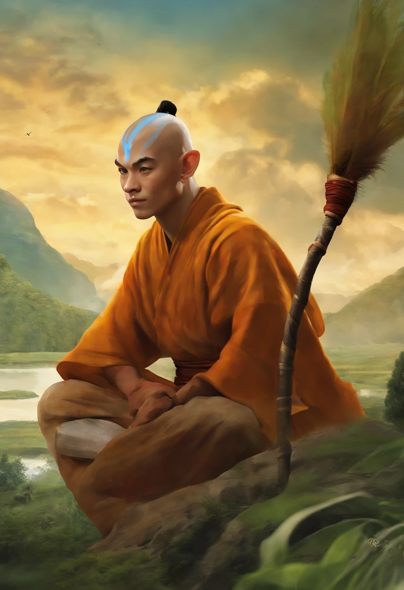 The prompt I generated for the theme "avatar aang" is:

"Aang, the last airbender, in a picturesque landscape, with flowing winds and wisps of air, surrounded by vibrant colors. (best quality, realistic), highly-detailed, anime-style artwork with smooth lines and intricate shading. Aang's expressive blue eyes glowing with a sense of adventure and determination. His distinct arrow tattoo on his forehead and his traditional airbender robes flowing in the wind. A serene atmosphere with a touch of magical aura in the background, symbolizing Aang's connection to the elements. The soft, diffused lighting accentuating the tranquil setting and highlighting the natural beauty. A perfect balance of green landscapes, clear skies, and breathtaking scenery, transporting us to the world of Avatar."

Please note that this prompt is just an example based on the given theme. You can build upon it and add more specific details to make it even more engaging and tailored to your vision.