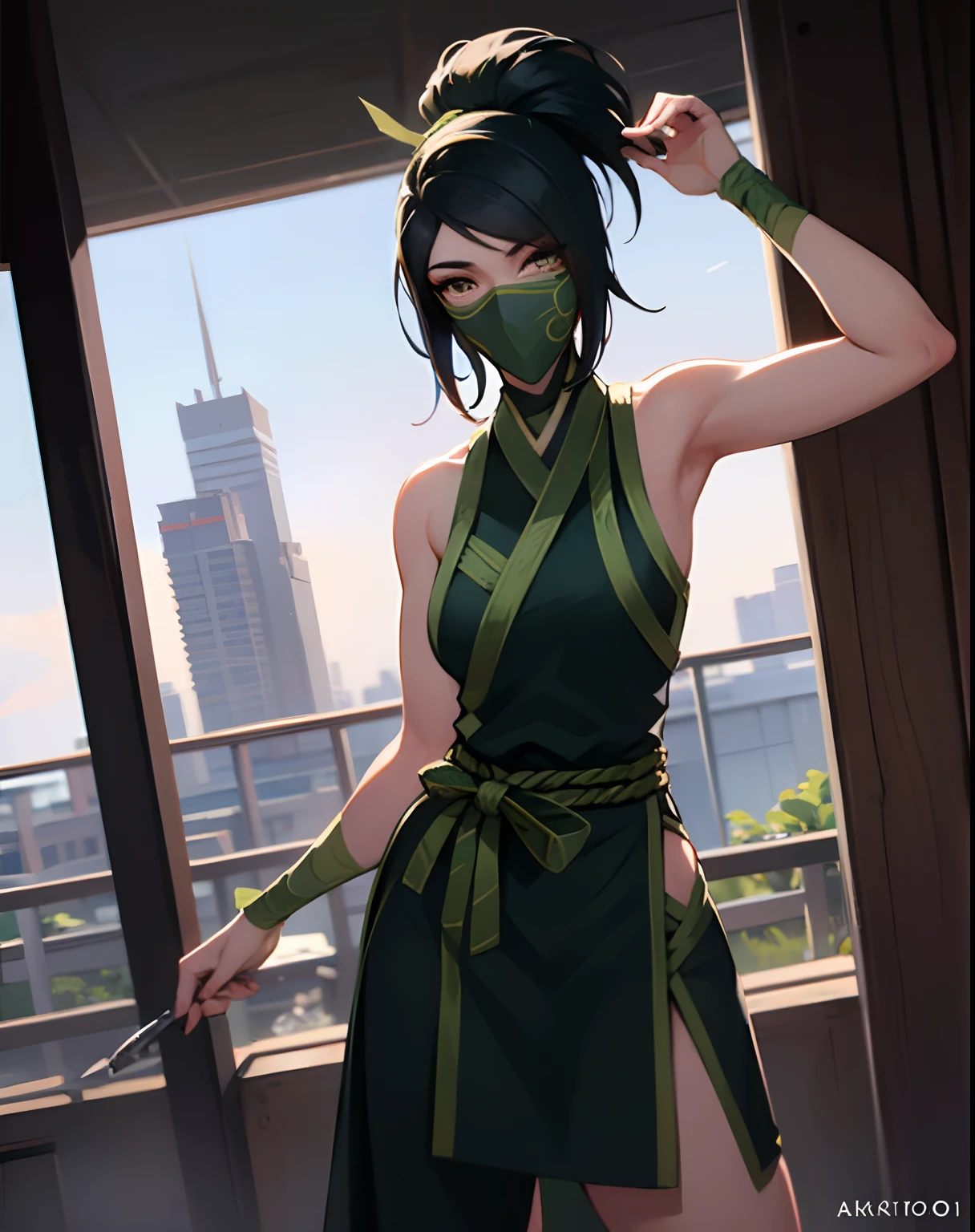 remontée de chemise, , vêtements ninja, Akali, Akali Ligue des Légendes, Masque Akali