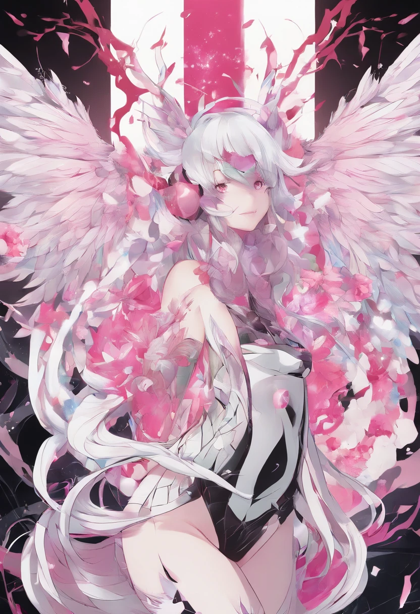 werna, black sclera, wings, dragoness, big breast, vagina ,white body, pink wing, nipples, bakugan, solo, furry, no-human