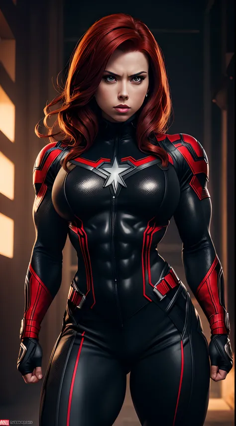 Black Widow marvel ,Bodybuilder, super strong, muscular, ABS - SeaArt AI