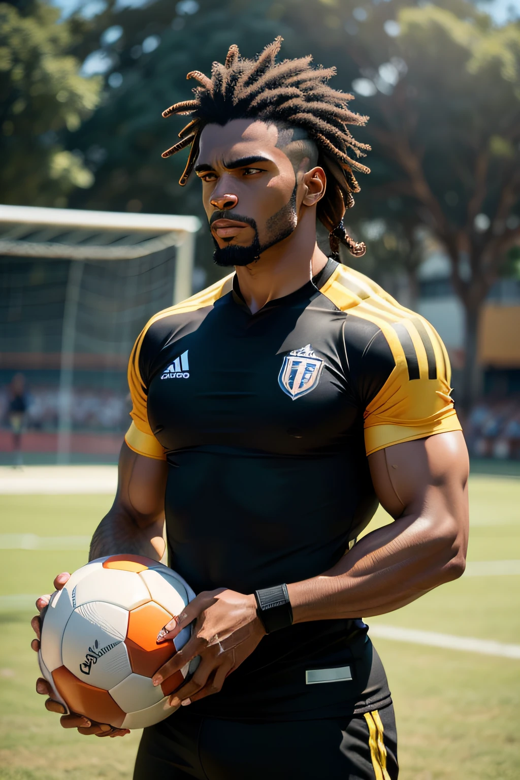 football player, black male, white hair