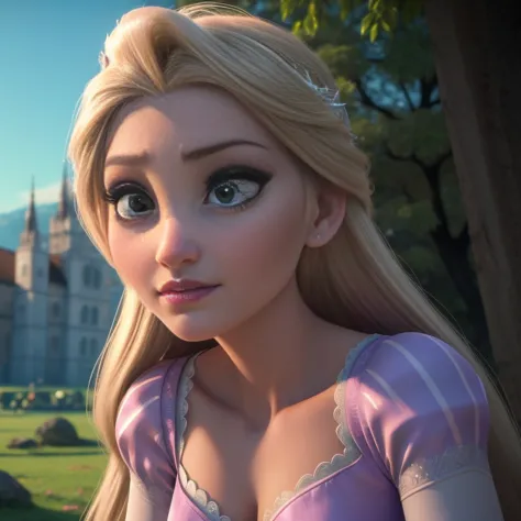 Elsa-Rapunzel Fusion, Mesclando modelos, Roupas da Rapunzel, melting, 1girl, Beautiful, character, Woman, female, (master part:1...