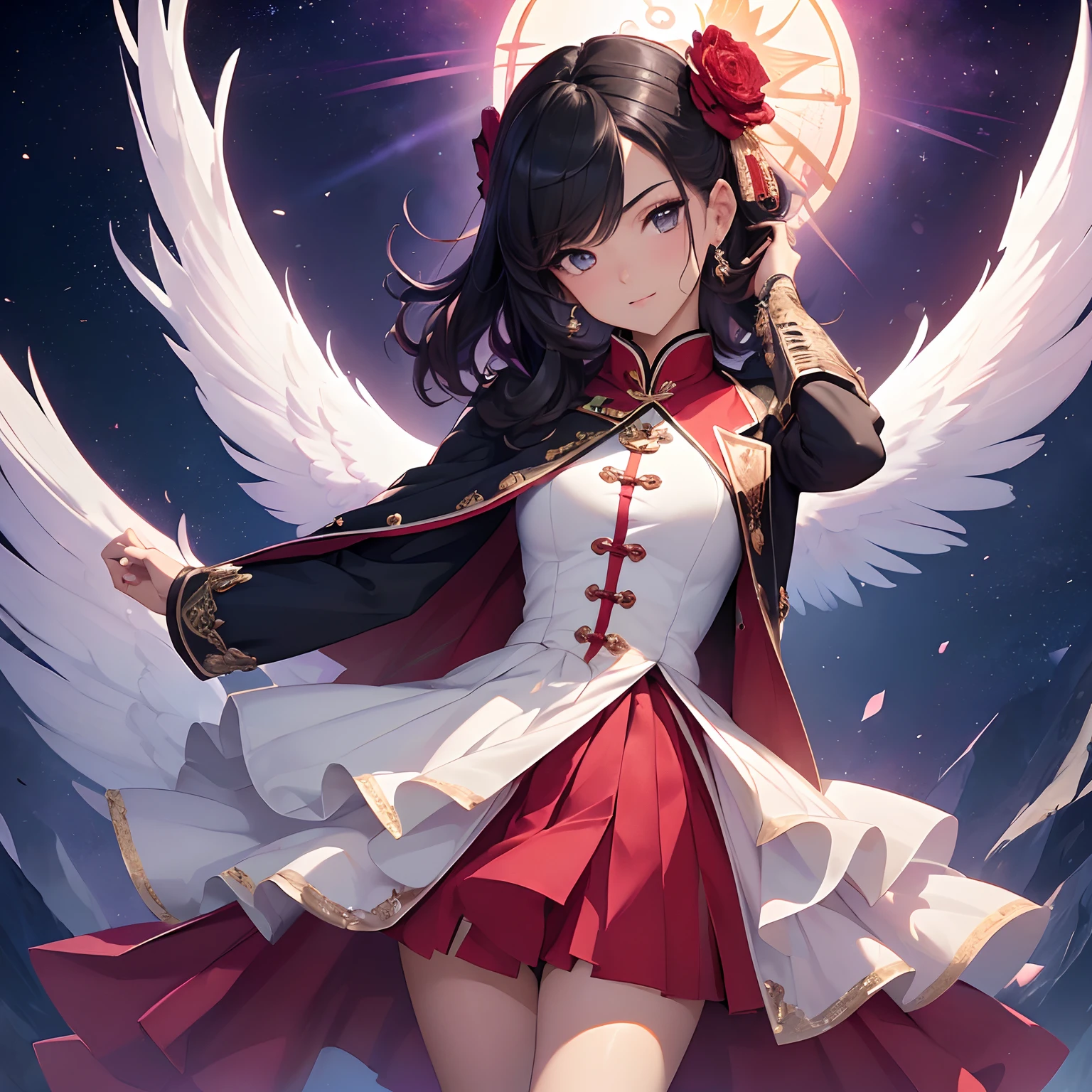 Anime girl with angel wings and a sword in her hand - SeaArt AI