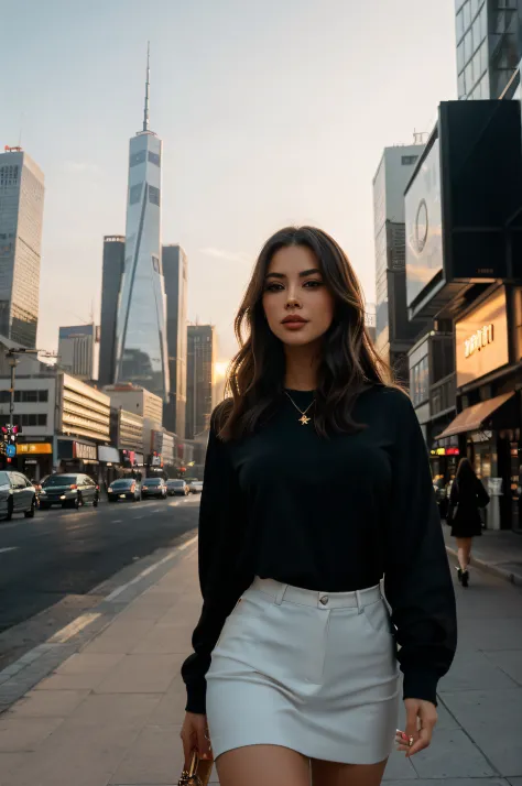 A girl walking in the city, accompanied by the bustling sounds of cars and footsteps. Beautiful detailed eyes and lips that add ...