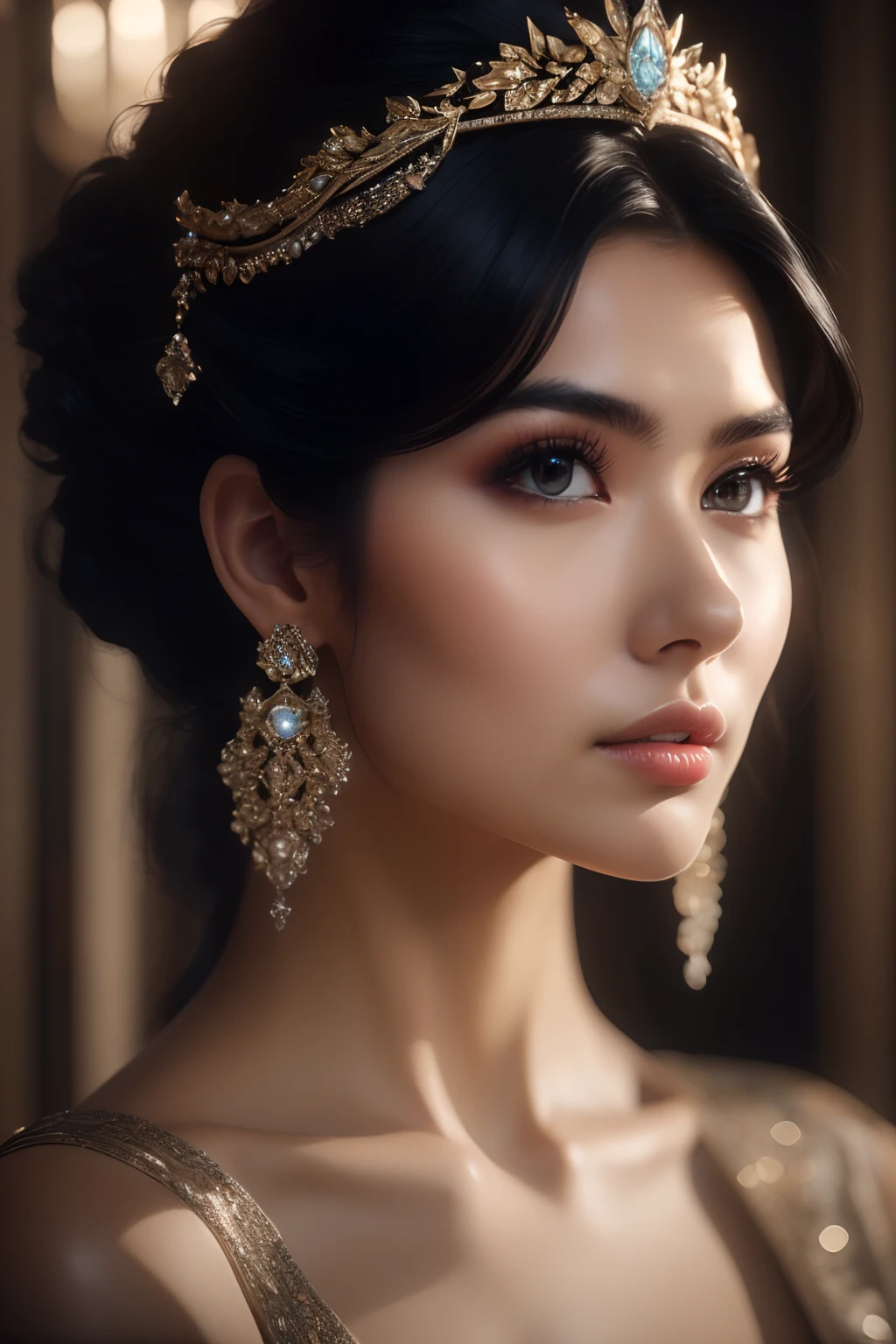 (best quality,4k,8k,highres,masterpiece:1.2),ultra-detailed,(realistic,photorealistic,photo-realistic:1.37),beautiful girl in a stunning black dress,vibrant colors,artistic lighting,detailed facial features,flowing fabric,subtle textures,powerful and confident pose,eye-catching composition,sophisticated style,dramatic contrast,expressive eyes,,long dark hair,breathtaking background,professional portrait,sharp focus,crisp details,hauntingly beautiful,striking elegance,mesmerizing gaze,exquisite craftsmanship,refined and timeless,perfectly tailored dress,impeccable attention to detail,graceful movements,and captivating allure