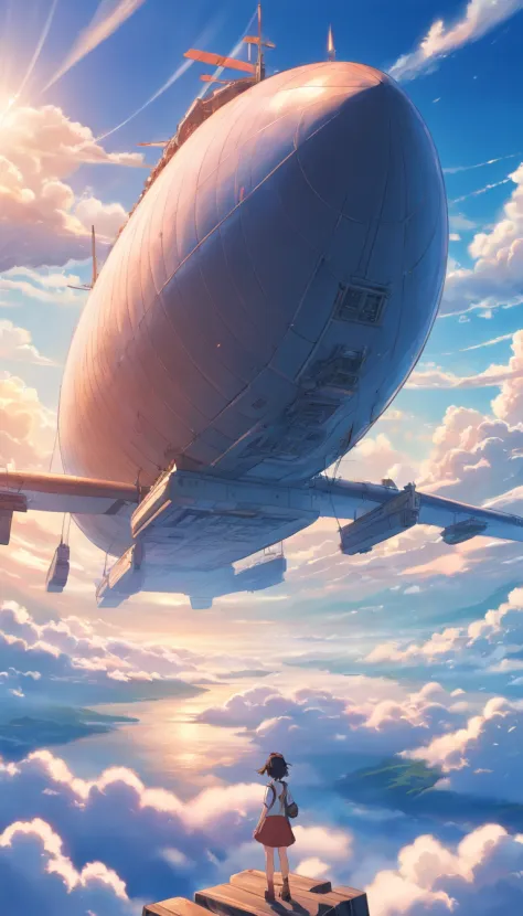 Airship, cloud, bou nin, manga, yellow, sky, fantasy, girl, anime, pink, HD  wallpaper | Peakpx