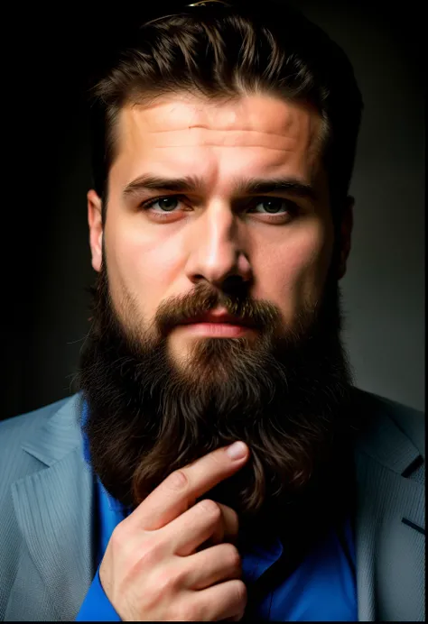 Raw photo, portrait of a Hairy man, beard, no t-shirt, bermuda jeans ...