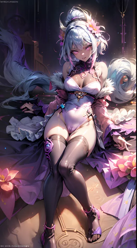 spiritual blue fire fluffy fox girl, (fluffy fox ears, fluffy fox tail), (spirit, spiritual:1.4), (blue fire:1.5), 1girl, perfect and well designed glowing shiny eyes, (beautiful detailed eyes:1.05), (big breats:1.45), slim body, beautiful and delicate cut...