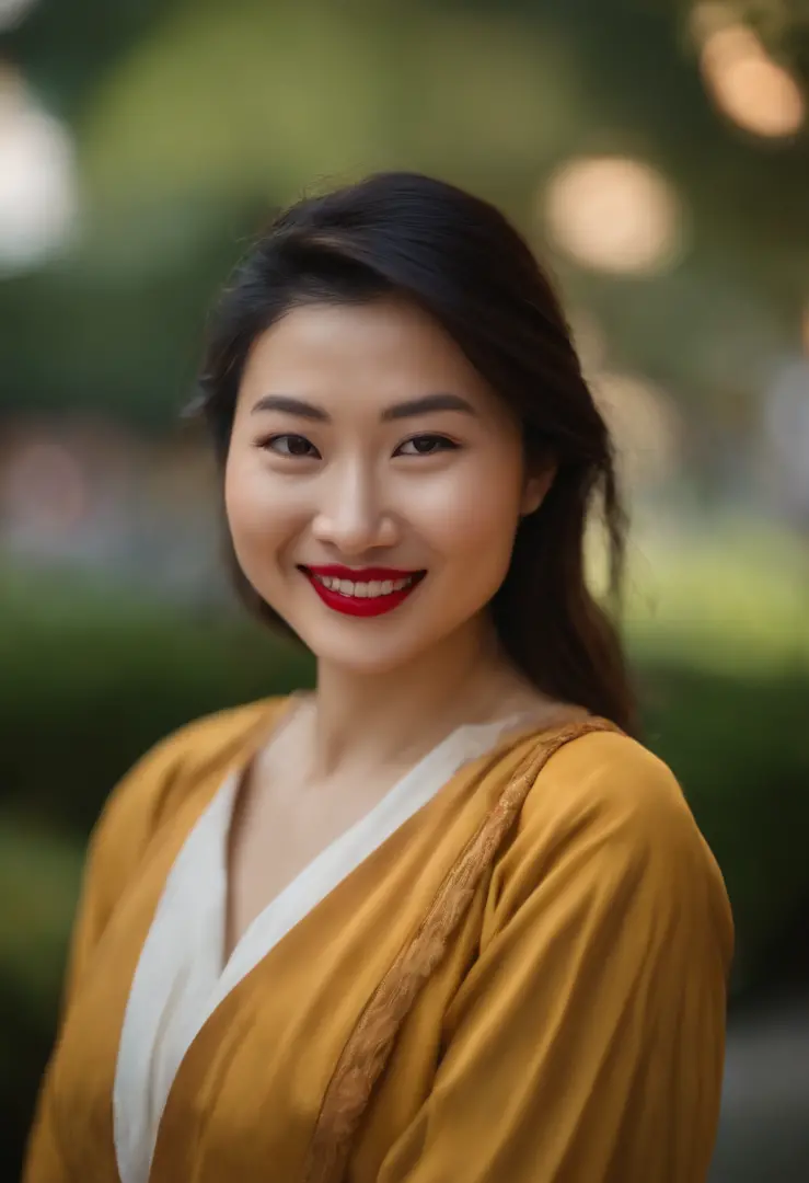 asian woman smiling at camera, in the style of venetian school, canon eos 5d mark iv, jeppe hein, caricature faces, hikecore, leica cl, naive charm1