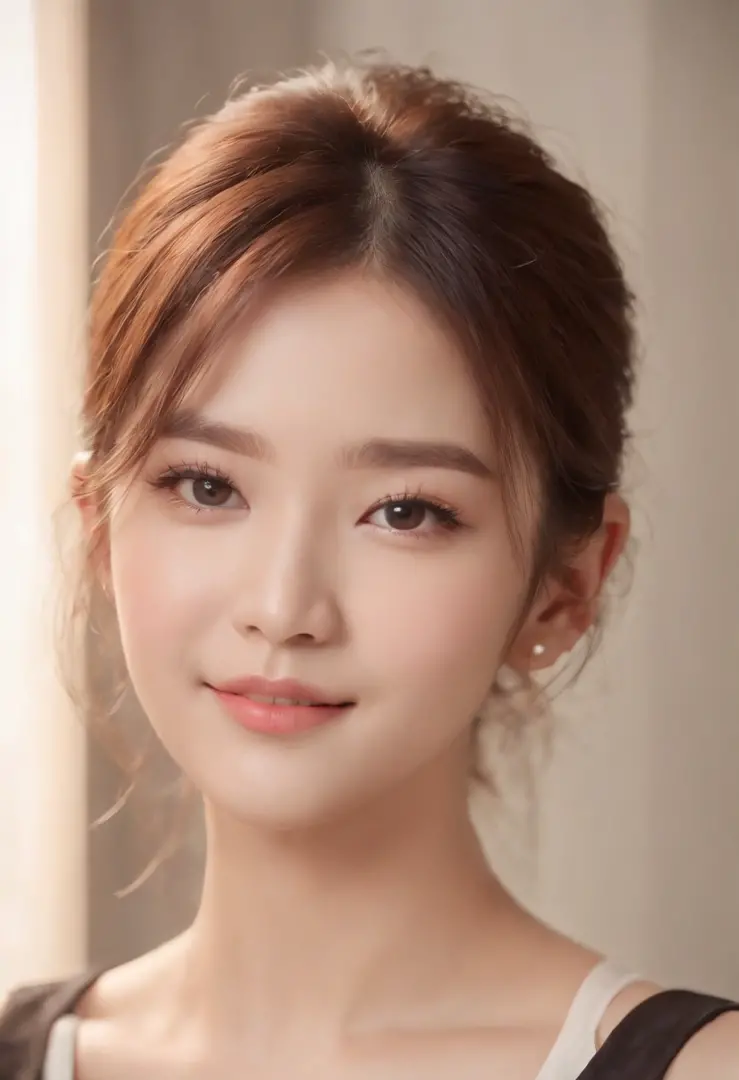 4k, High Resolution, Masterpiece, Best Quality, (Korean K-pop Idol), Face Highlighting, Pure, Girly, Flushing, 18-year-old smiling female classmate, Pure, Innocent, (Cinema Lighting), Clavicle, Morning, Soft Light, Dynamic Angle, [: (detailed face:1.2):0.2...