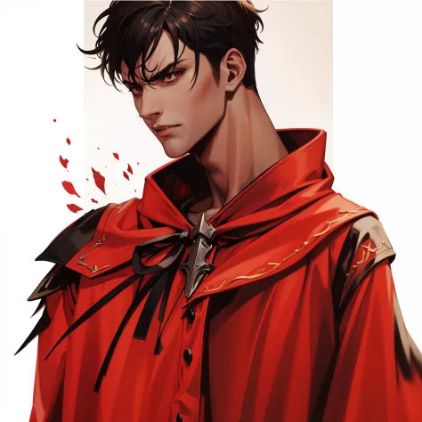 homem negro,roupas medieval cor vermelha,forte, expression of anger