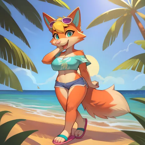 [audie], [pineapple dress], [Animal Crossing], [Uploaded to e621.net; (Pixelsketcher), (wamudraws)], ((masterpiece)), ((solo portrait)), ((full body view)), ((feet visible)), ((furry; anthro)), ((detailed fur)), ((detailed shading)), ((beautiful render art...