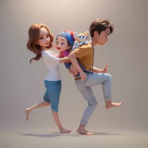 Araffes animation 3d d'une famille avec un enfant - SeaArt AI