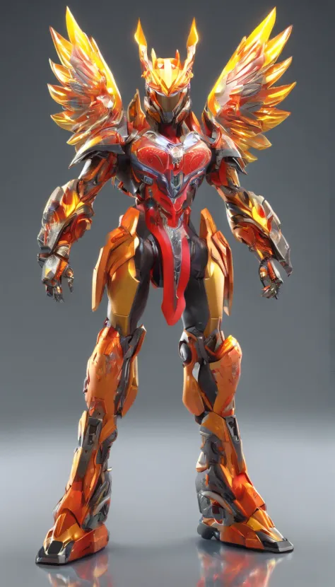 Chinese pheonix, (blind box toy style:1.2), (Full body shot:1.6) , Behind him is a crystal Chinese dragon, Transparent Mecha, Exquisite helmet:1.2, Luminescent goggles:1.2, Cyberpunk, Dreamy glow, bright neon lights, clean, White background, (Global Illumi...